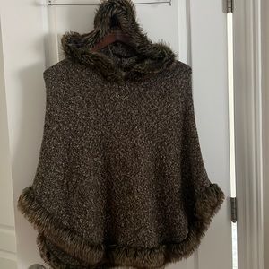 Romeo and Juliet couture poncho with faux fur trim and hood